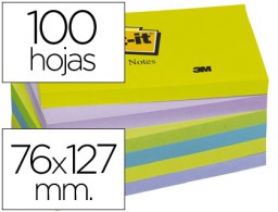 6 blocs de 100 notas adhesivas quita y pon Post-it 76x127mm. ultra intenso surtido